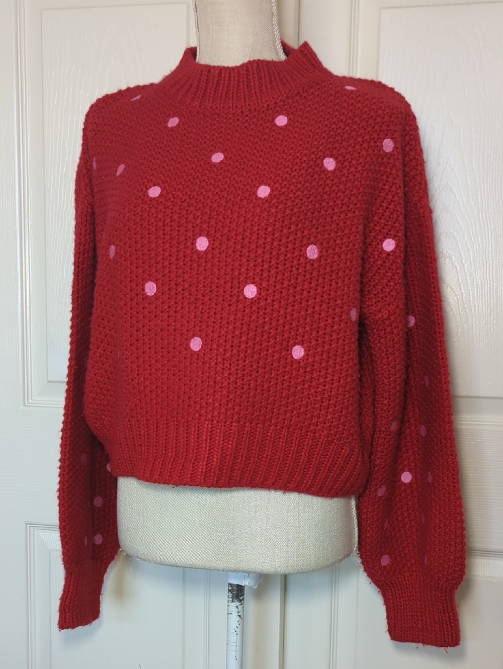Sugarlips Red Polka Dot Knit Sweater - Picture 2 of 8